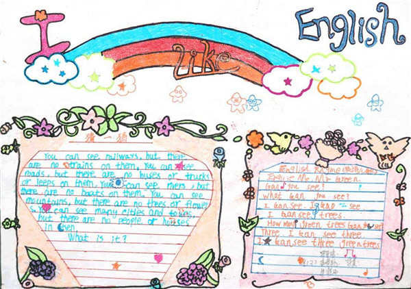 英文手抄报版面设计图大全 4.关于三年级英语手抄报内容
