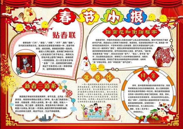 鸡年春节的手抄报