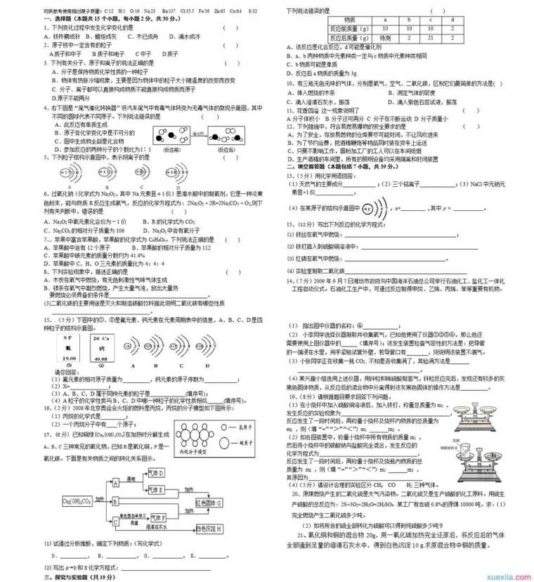 2016初三化学期末试题