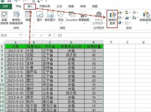 excel2013怎么使用推荐图表