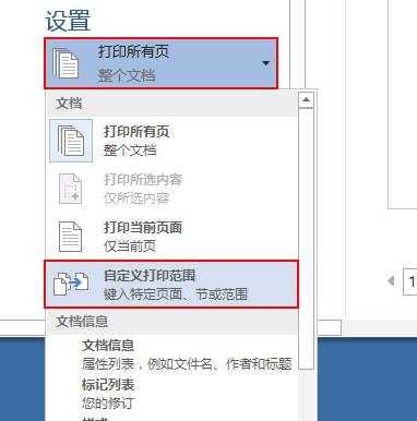 怎么设置word2013的打印范围