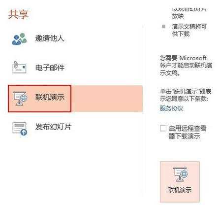 ppt2013联机演示功能怎么用呢