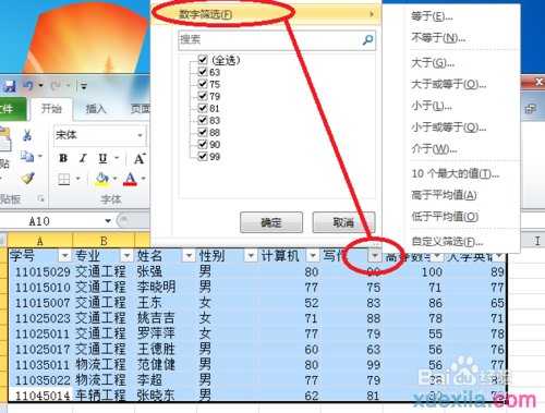 excel2010版本自定义筛选的方法