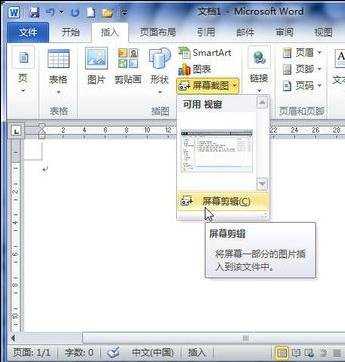 word2010使用屏幕截图的两种方法