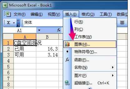 excel2003表格制作圆饼图的方法