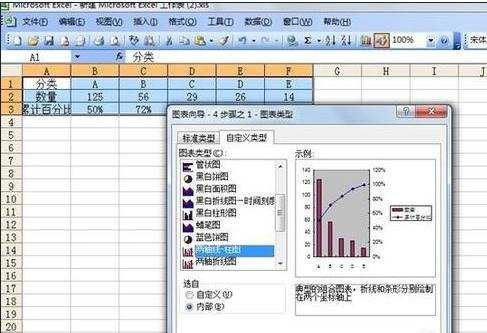 excel2003快速生成柏拉图的教程