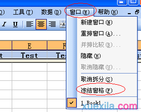 excel2003首行固定方法