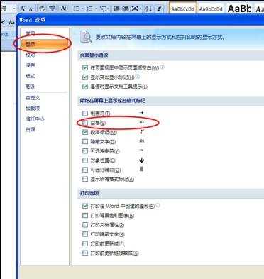 怎么让word2007显示空格符号
