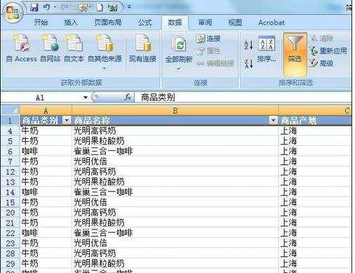 excel2007表格实现筛选的教程