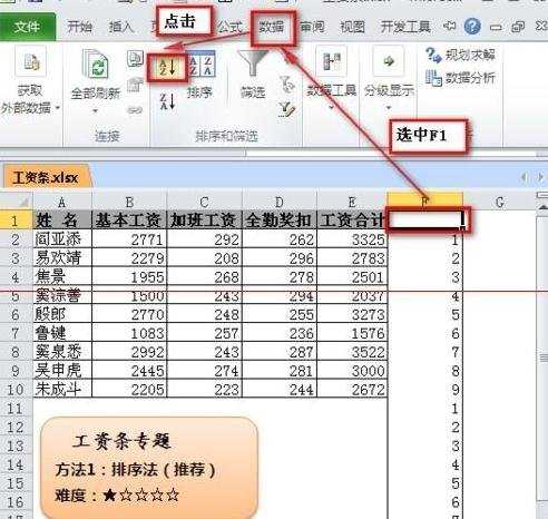 excel中制作工资条的方法