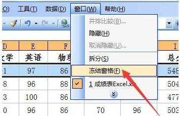 excel2003窗格冻结的教程