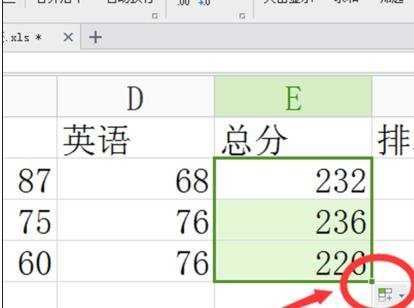 excel表格内计算总分的教程