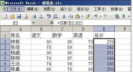 excel表格内计算总和的方法