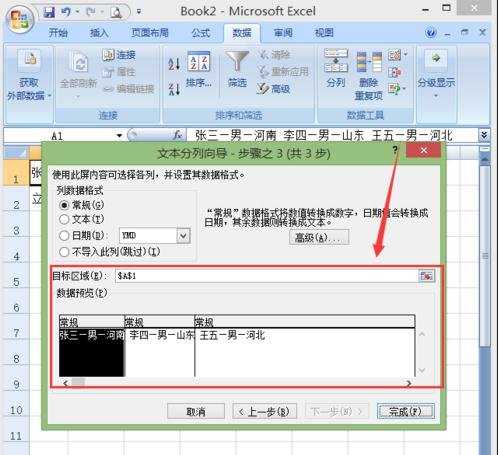 excel2007对数据进行分列设置的教程