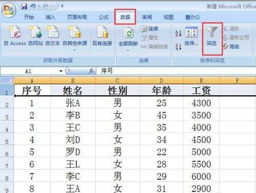 excel2007全部显示筛选数据的方法