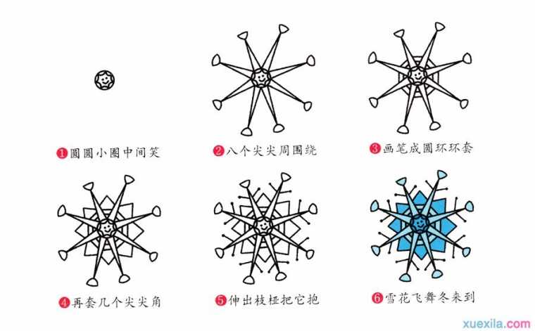 简单的雪花彩铅风景画教程