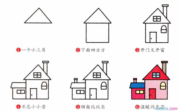 幼儿画画入门房子简笔画步骤