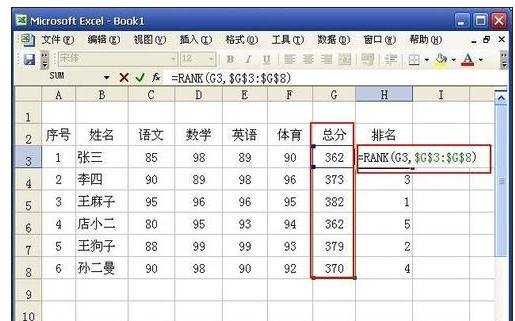 excel成绩表排名的教程