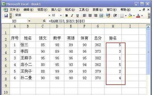 excel使用排序函数的方法