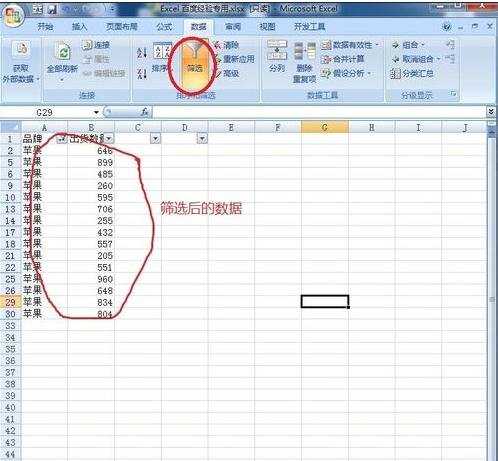 excel表格筛选后进行数据复制的教程