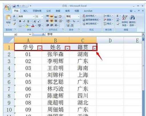 excel表格制作筛选的教程