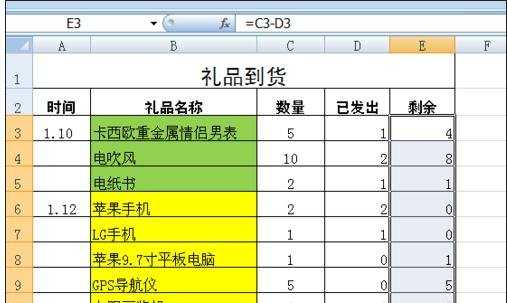 excel表格操作减法的方法