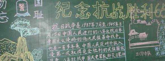 纪念抗战黑板报图片