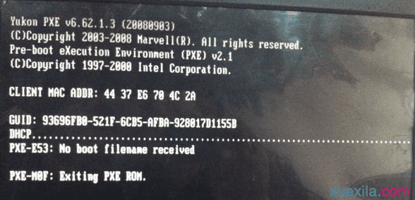 电脑开机提示pxe mof: exiting pxe rom怎么办