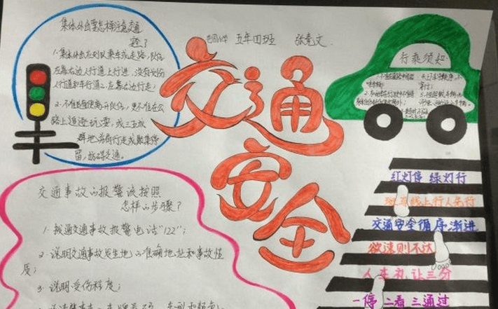 关于小学生动漫交通安全的手抄报