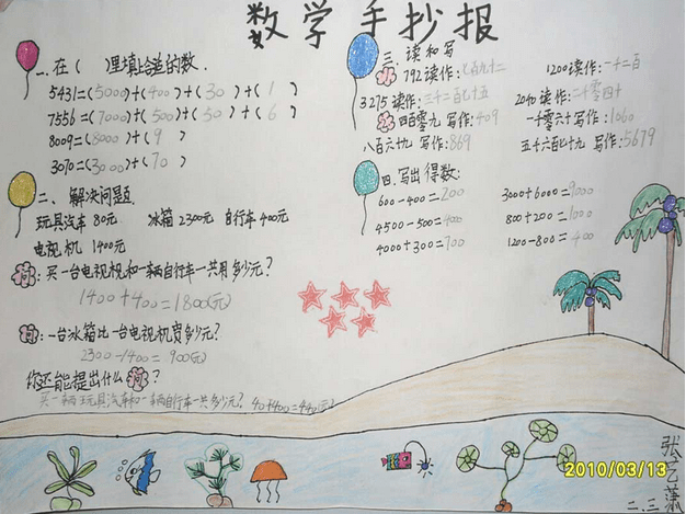 高年级数学手抄报内容