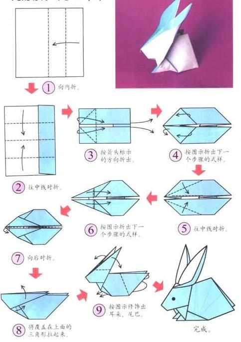 简单的幼儿手工折纸兔子教程图解