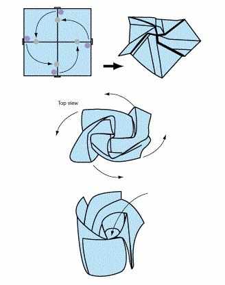 简单易学的折纸玫瑰花教程图解