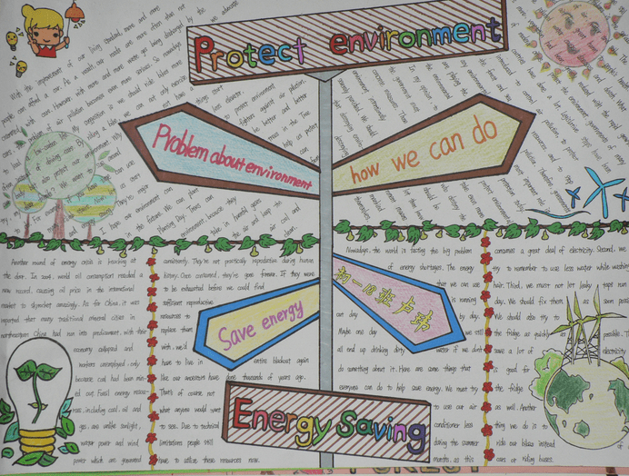初中环保英语手抄报图片大全 环保英语手抄报素材