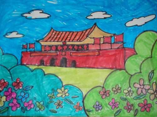 庆祝国庆儿童绘画,十月一日国庆节绘画