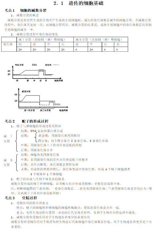 高中生物必修二考点解析