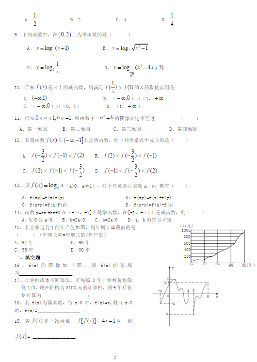 高一数学必修一总复习题