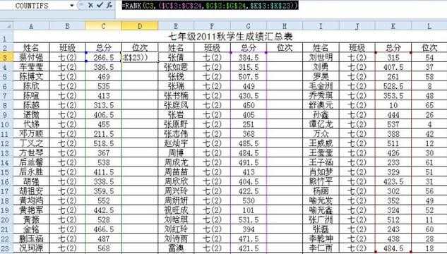 excel2010成绩排名函数如何使用