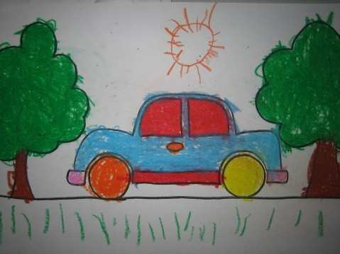 一年级简单小汽车绘画_一年级简单轿车绘画图片