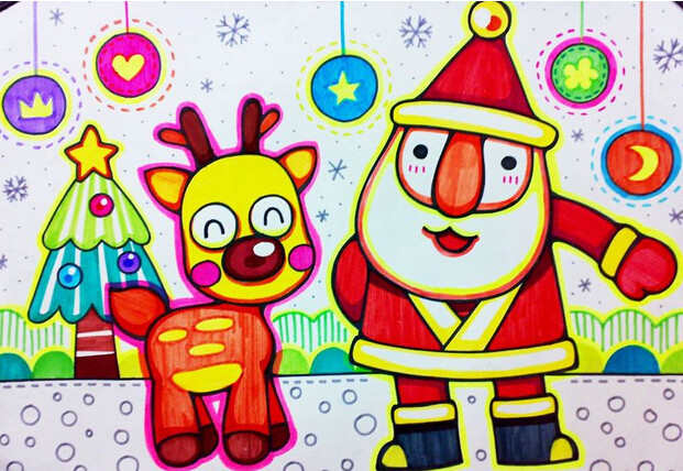 圣诞节图画作品大全,关于幼儿园圣诞节绘画作