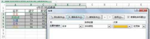 excel表格怎么按字体颜色进行排序