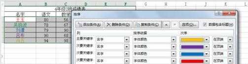 excel表格怎么按字体颜色进行排序