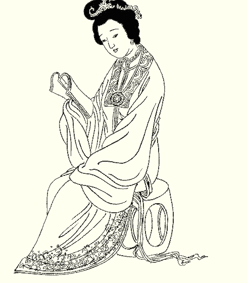 简单仕女图白描工笔画图片_简单仕女图白描工笔画素材