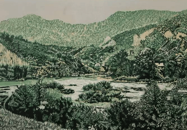 木刻版画风景画图片_木刻版画风景画素材