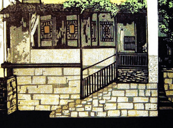 木刻版画风景画图片_木刻版画风景画素材