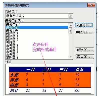 word 2003表格自动套用格式怎么设置