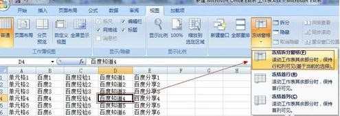 excel2007窗口冻结