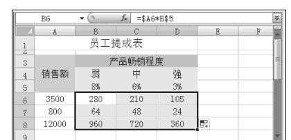 excel2007混合引用的使用