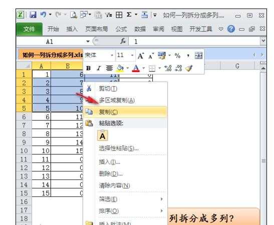 excel2007拆分列的设置方法