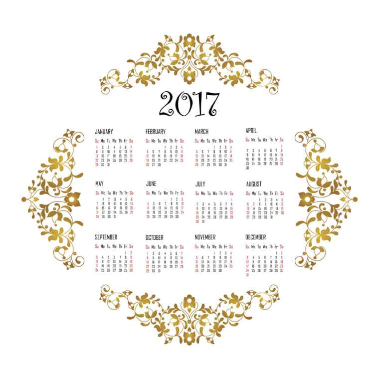 2017年日历打印版免费下载 2017年日历打印版