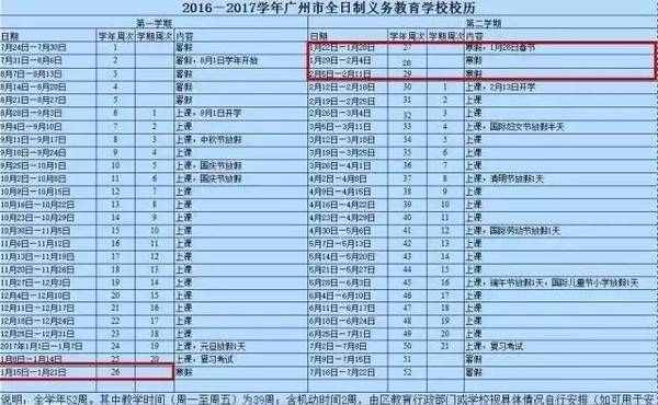 2017广东中小学高校寒假放假时间安排 2017广东学校寒假放假时间